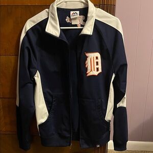 Majestic Navy and White Detroit Tigers Athletic Jacket